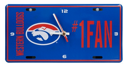 AFL WESTERN BULLDOGS LICENSE PLATE CLOCK - NUMBER #1 FAN