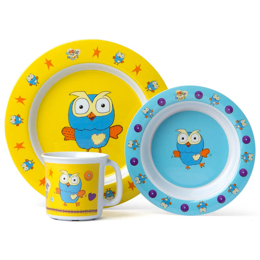GIGGLE AND HOOT - 3 PIECE MELAMINE DINNER SET