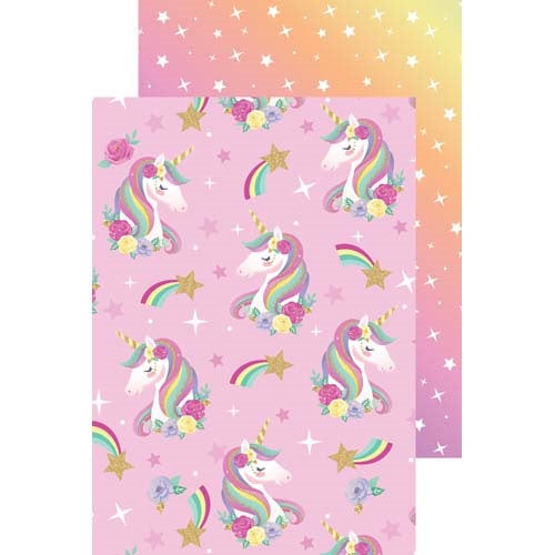 GIFT WRAP - DOUBLE SIDED - UNICORN / STARS