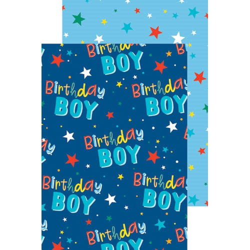 GIFT WRAP - DOUBLE SIDED - BIRTHDAY BOY / STARS