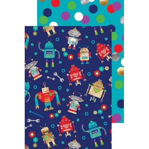 GIFT WRAP - DOUBLE SIDED - ROBOTS / DOTS