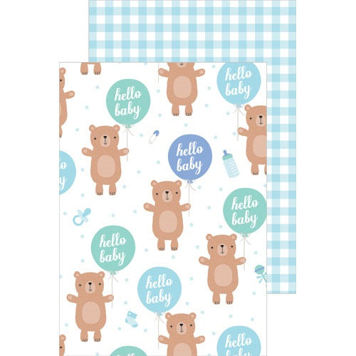 GIFT WRAP - DOUBLE SIDED - BABY BOY / BLUE STRIPES