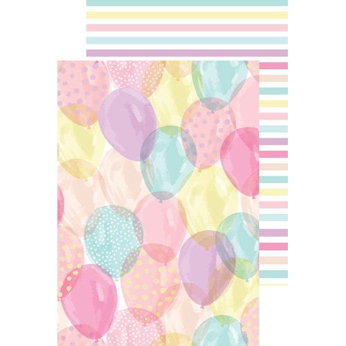 GIFT WRAP - DOUBLE SIDED - GIRL BALLOONS / STRIPES