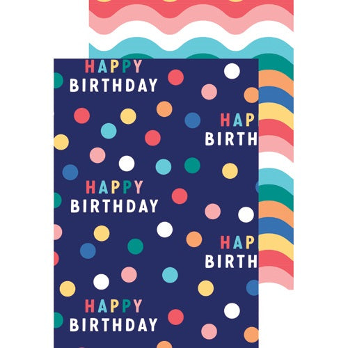 GIFT WRAP - DOUBLE SIDED - HAPPY BIRTHDAY / WAVES