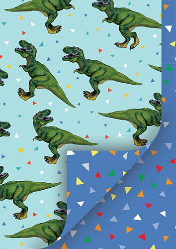 GIFT WRAP - DOUBLE SIDED - DINOSAUR / DOTS