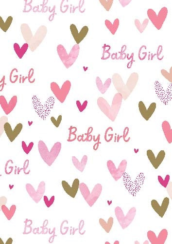 GIFT WRAP - BABY GIRL HEARTS