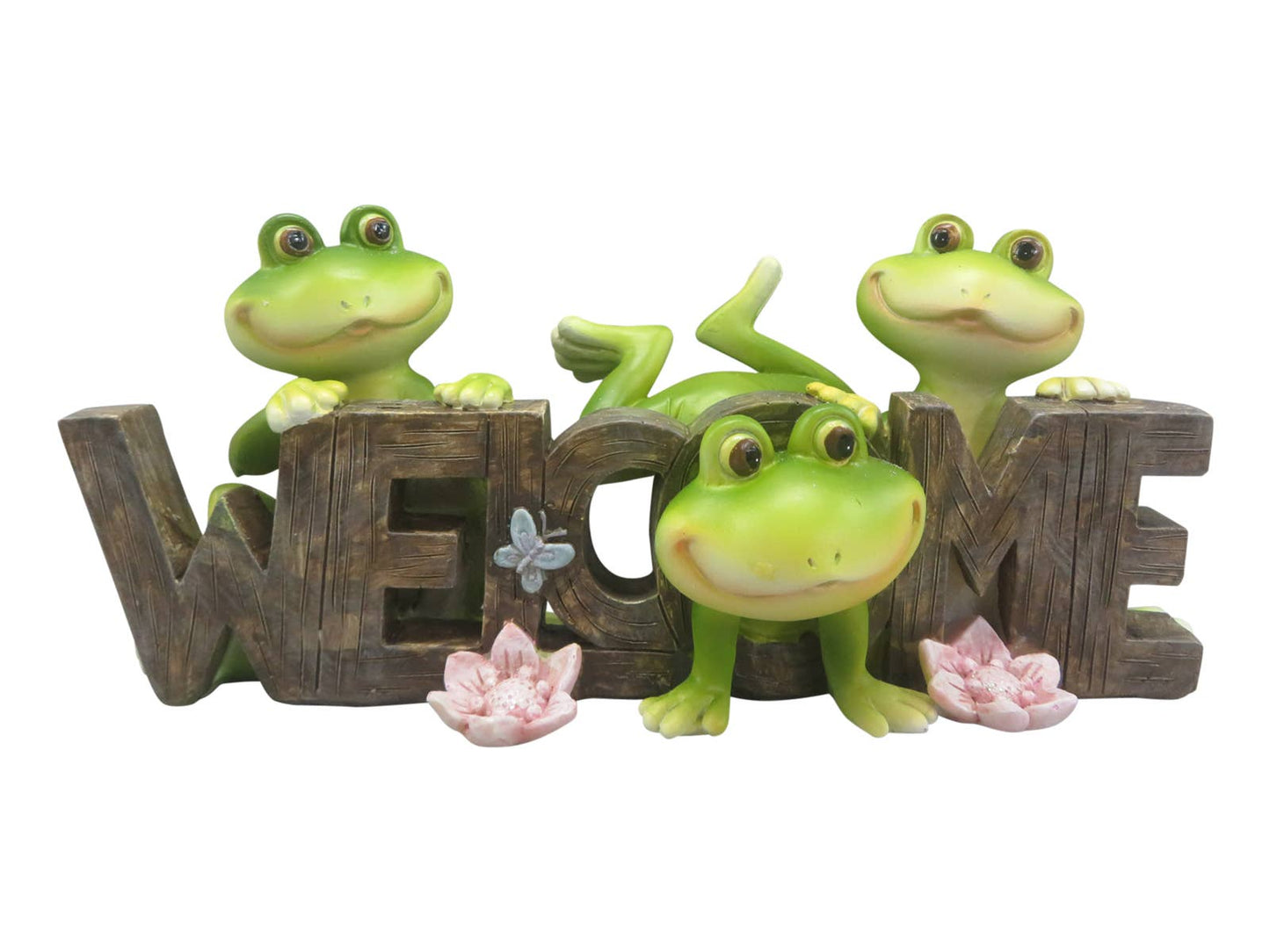 TRIPLE FROG WELCOME SIGN ORNAMENT