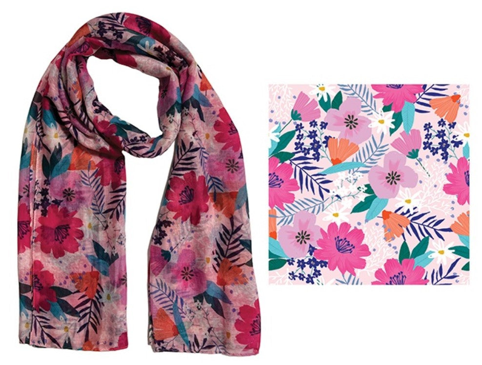 FRANKIE & ME DESIGNER POLYESTER SCARF - CANDY FLORAL PRINT