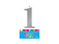 SILVER NUMBER 1 CANDLE