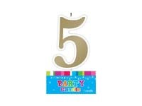 GOLD NUMBER 5 CANDLE