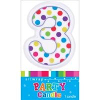 POLKA DOT NUMBER 3 CANDLE