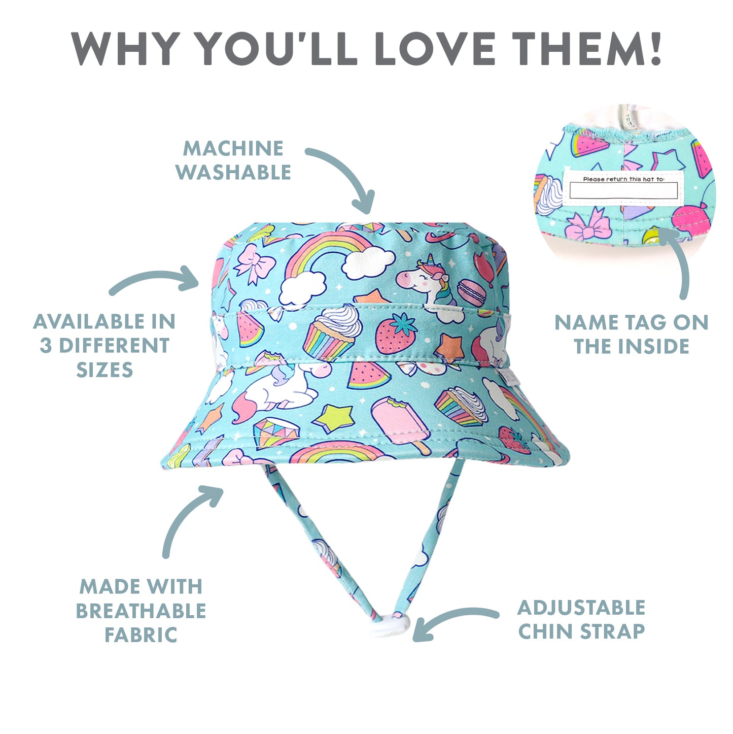 SPLOSH OUT & ABOUT KIDS BUCKET HAT - RAINBOW