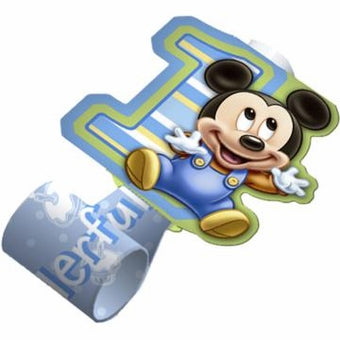 DISNEY MICKEY MOUSE 1ST BIRTHDAY PARTY BLOWOUTS - PACK OF 8
