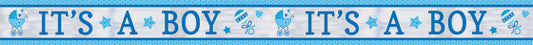 IT'S A BOY BABY SHOWER FOIL BANNER - 7.62M