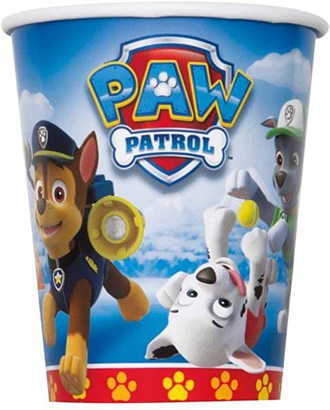 PAW PATROL 266ML PAPER CUPS - PACK OF 8