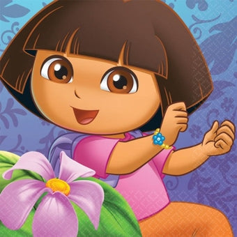 DORA THE EXPLORER FLOWER ADVENTURE BEVERAGE NAPKINS - PACK OF 16