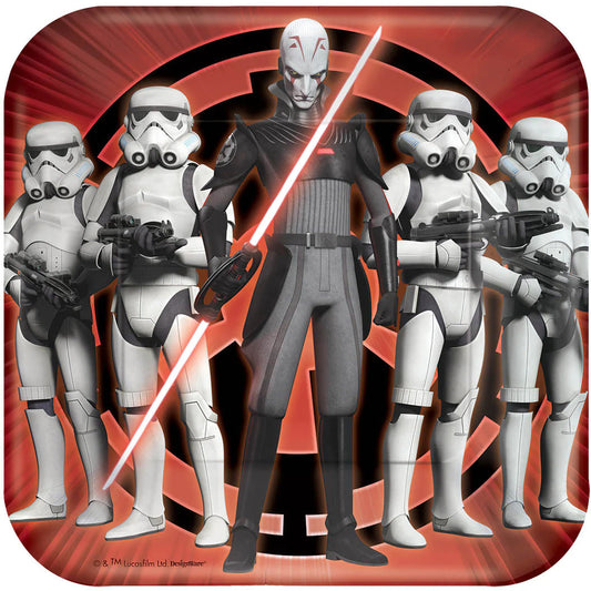 STAR WARS REBELS SQUARE PAPER PLATES 17.8CM - PACK OF 8