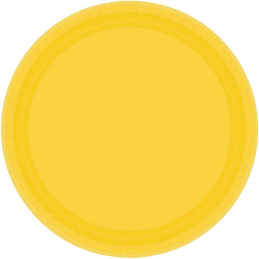 SUNSHINE YELLOW PAPER PLATES 22.9CM ROUND - PACK OF 8