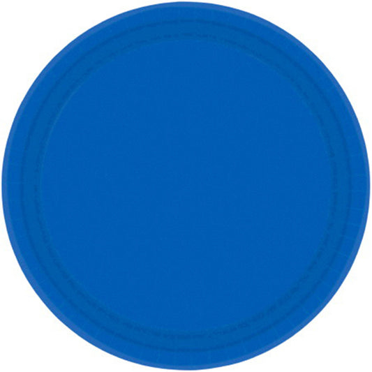 ROYAL BLUE PAPER PLATES 17.7CM ROUND - PACK OF 20