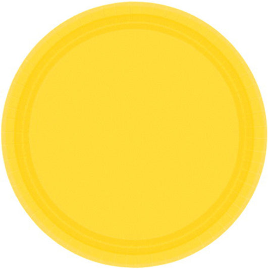 SUNSHINE YELLOW PAPER PLATES 23CM ROUND - PACK OF 20