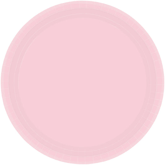 BLUSH PINK ROUND PAPER PLATES 22.9CM - PACK OF 20