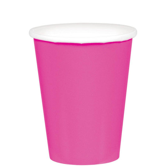 BRIGHT PINK PAPER 266ML CUPS - PACK OF 20