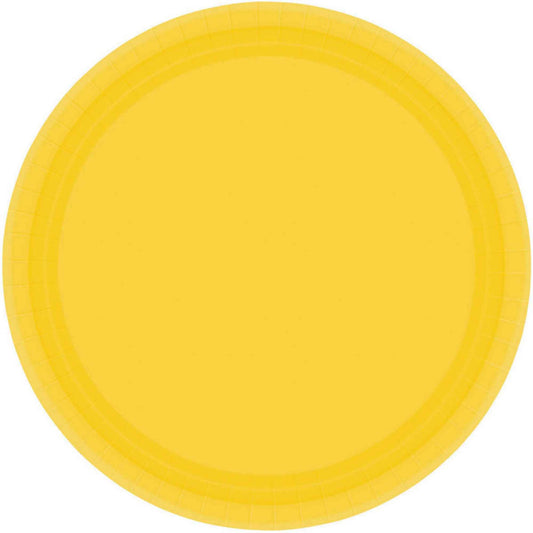 SUNSHINE YELLOW PAPER PLATES 17CM ROUND - PACK OF 20
