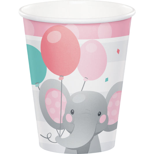 ENCHANTING ELEPHANTS GIRL 266ML CUPS - PACK OF 8