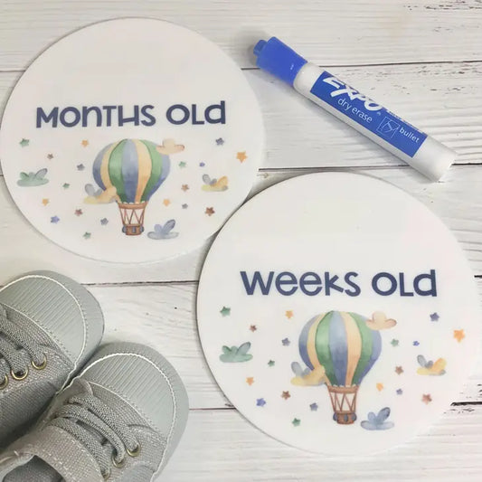REUSABLE WEEKS OLD & MONTHS OLD MILESTONE DISCS - BALLOON