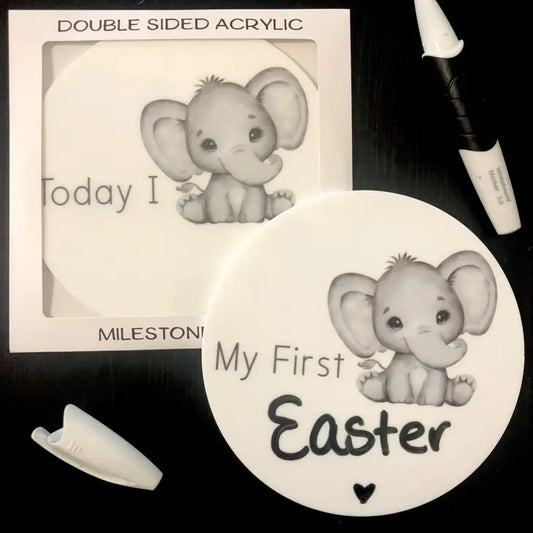 REUSABLE MY FIRST & TODAY I MILESTONE DISCS - ELEPHANT
