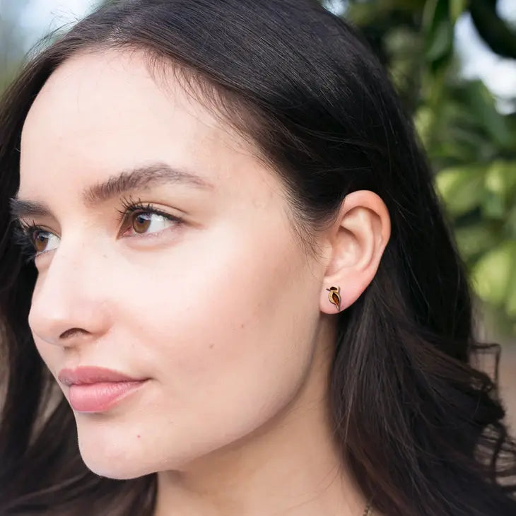 BAMBOO WOOD STUD EARRINGS - KOOKABURRA