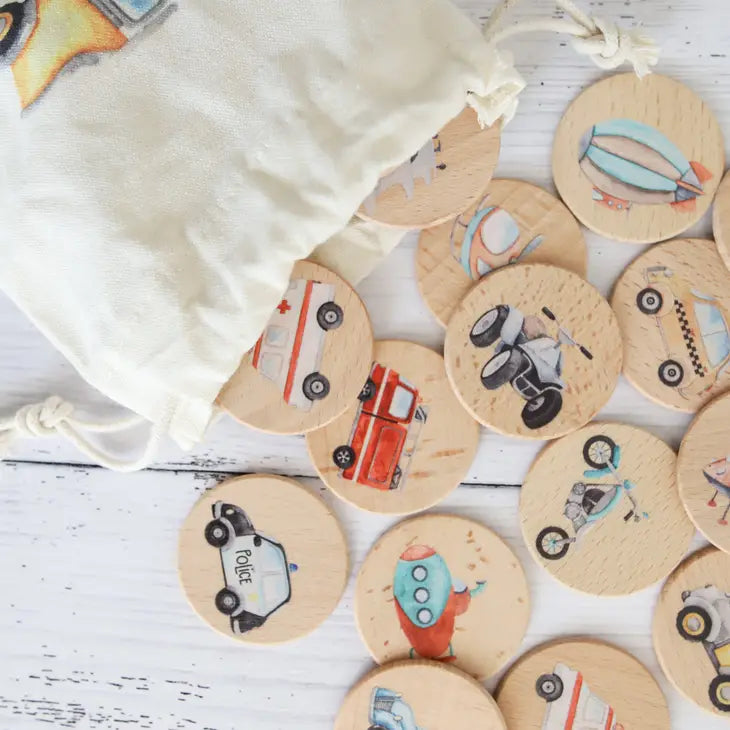 WOODEN MEMORY GAME - TRANSPORT