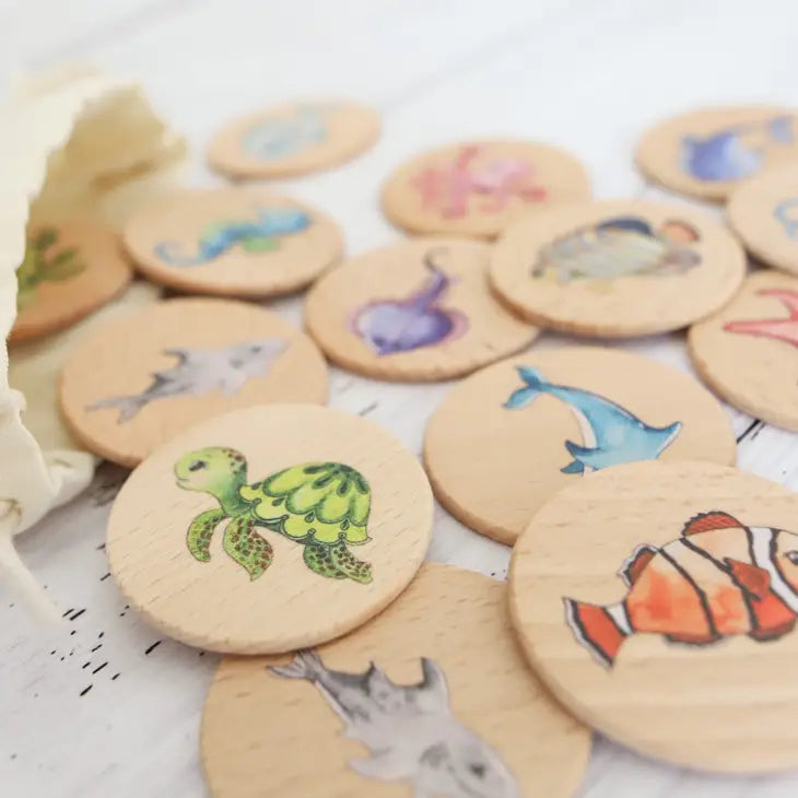 WOODEN MEMORY GAME - UNDER THE SEA