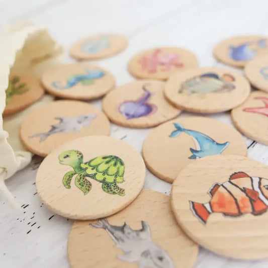 WOODEN MEMORY GAME - UNDER THE SEA