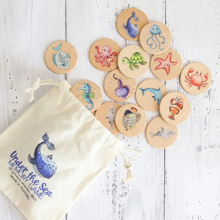 WOODEN MEMORY GAME - UNDER THE SEA