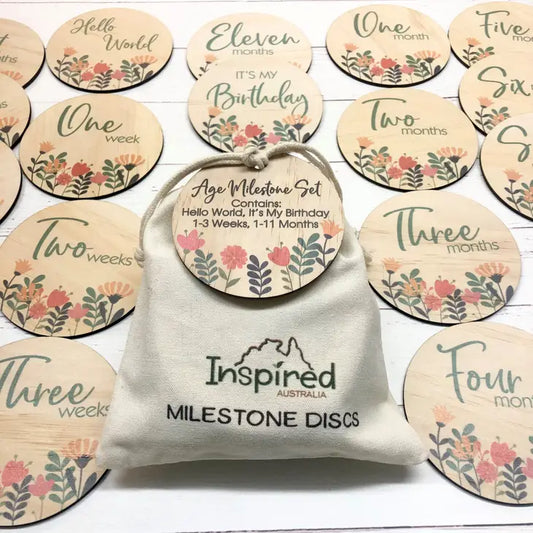 SPRING FLOWERS BABY MILESTONE DISCS - 16 PIECE SET