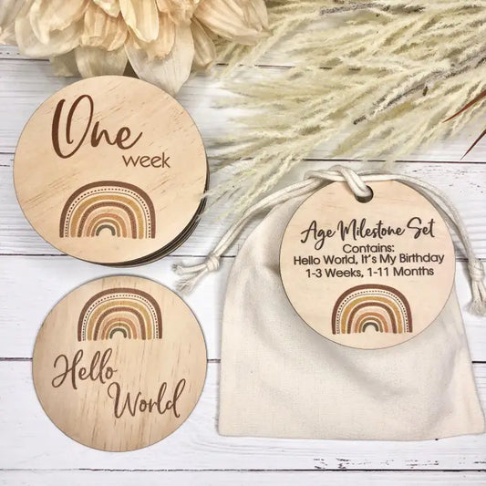 RAINBOW BABY MILESTONE DISCS - 16 PIECE SET