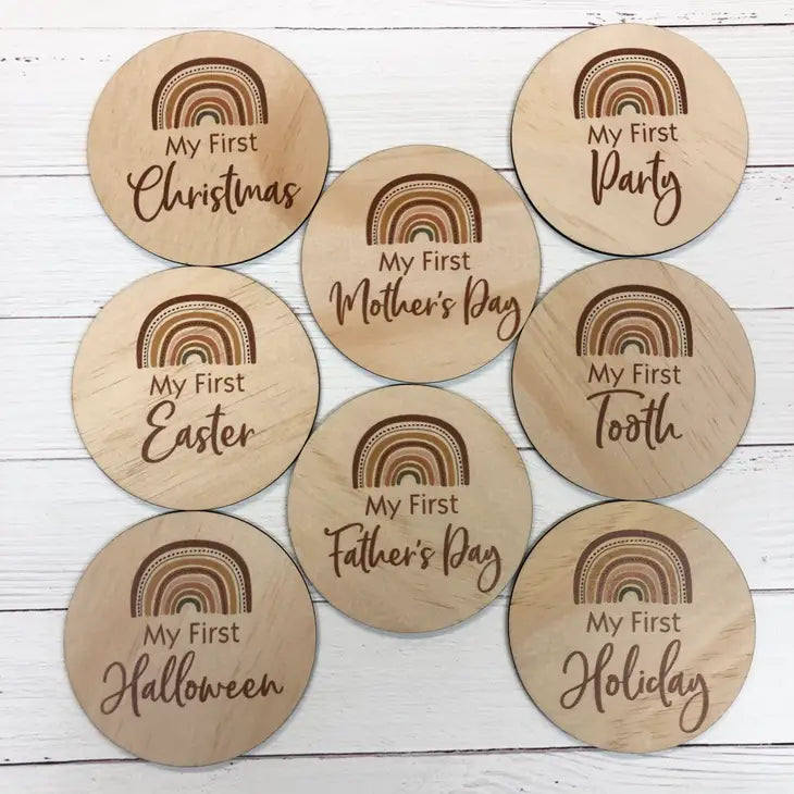 RAINBOW BABY MILESTONE OCCASIONS DISCS - 8 PIECE SET