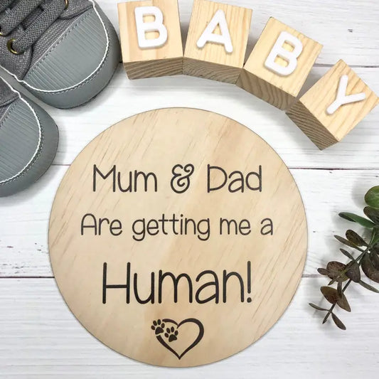 PREGNANCY ANNOUNCEMENT BABY MILESTONE PLAQUE - PET